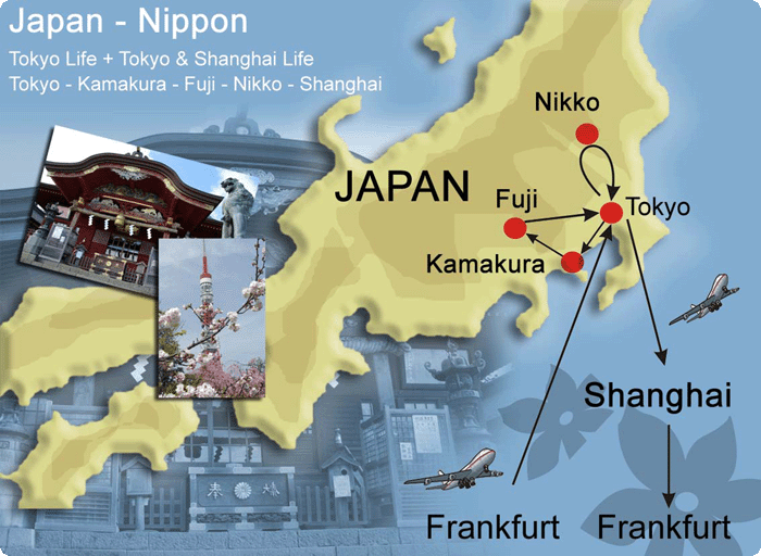 Karte der Städtereise Tokyo