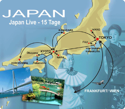 Studienreise Japan Reiseroute